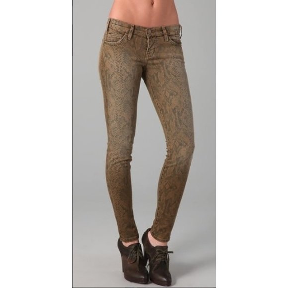 Current/Elliot The Ankle Skinny Oregano Snake Print Jeans - EUC - 25 - Picture 1 of 8